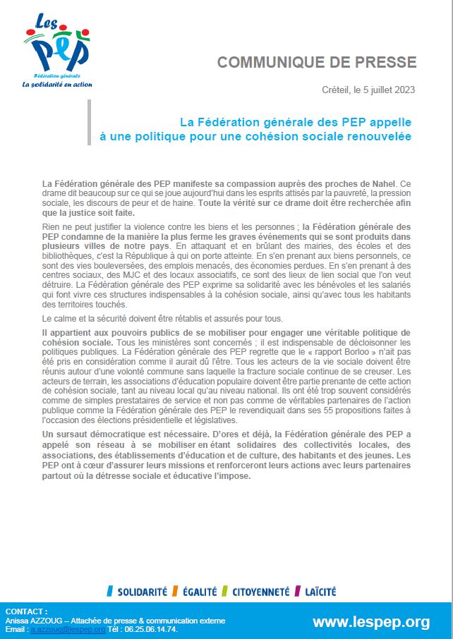 Communiqué de presse FGPEP
