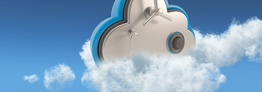 Coffre fort virtuel dans un nuage représentant un cloud sécurisé